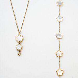 Ensemble collier archiduchesse trèfle blanc